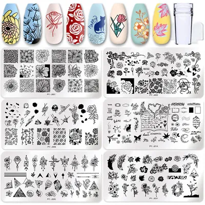 Stamping Plate Stainless Steel Nail Art Template Scraper Set Stamper Lace Stamp • £13.42