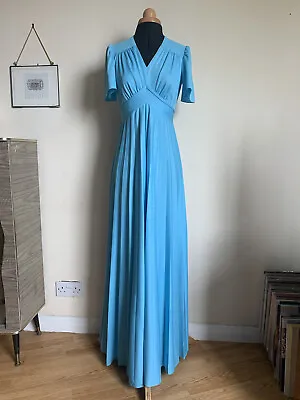 Blue Vintage Maxi Evening Bridesmaid Bride Immaculate Condition Small • £40