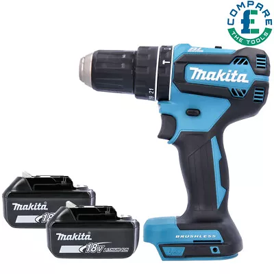 Makita DHP485 18V LXT Cordless Brushless Combi Drill With 2 X 5.0Ah Batteries • £226.98