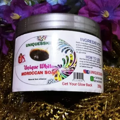 UNIQUE  MOROCAN BLACK SOAP(GigawhiteSnowhitevit B3Kojic AcidAHAGlutathione) • $29