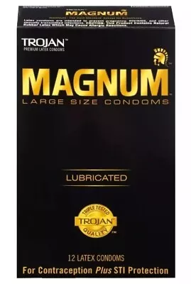 NEW SEALED Trojan Magnum Large Size Lubricated Condoms - 12 Count EXP: 04/1/2028 • $10.95
