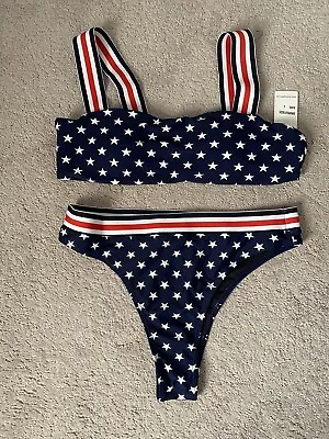 £7.98 • Buy NWT Stars And Stripes Patriotic Bikini Swimwear Women’s Size L