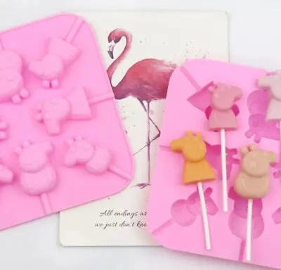 Pig Piglet Silicone Mould Candy Lollipop Chocolate Fondant Mould DIY Clay Resin • £3.85