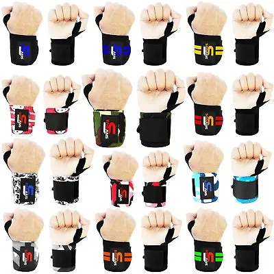 Power Weight Lifting Wrist Wraps Gym Training Straps Hand Bar Support Gloves NEW • £3.99