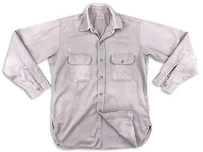 VINTAGE 1950S W.T. GRANT SANFORIZED WORK SHIRT XL Distressed • $41.40