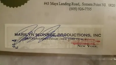 Marilyn Monroe SIGNED Check Original Autograph Milton Greene Co Autographed  • $3000