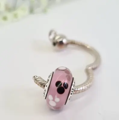 Authentic Pandora Disney Mickey Mouse Icon Pink Murano Glass Parks Exclusive • $17.99