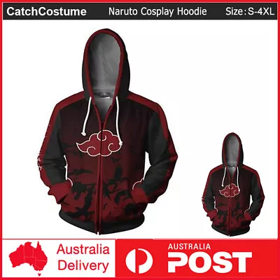 Naruto Akatsuki Cosplay Hoodie&Sweatshirt Anime Zipper Long Sleeve Jacket • $35.99