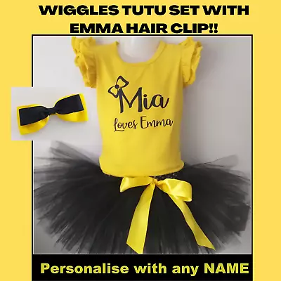 Emma Wiggles Costume Wiggle Tutu Personalised Shirt Outfit Cake Smash Tshirt Top • $49.99