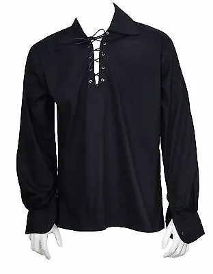 $19.99 • Buy Black Men's Scottish Jacobite Ghillie Kilt Shirt Highlad Kilt Shirt - XS TO 5XL