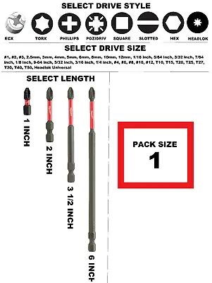 Milwaukee Shockwave Impact Driver Bit -All Sizes- PH TORX SQ HEX PZ SL ECX HL • $6.49