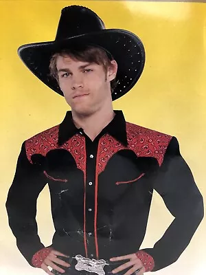 Cowboy Shirt Black Suit Yourself Fancy Dress Halloween Adult Costume Accessory • $31.85