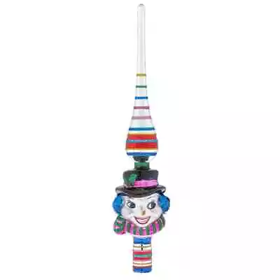 Shiny Brite Christmas Confetti Snowman Finial Tree Topper Multicolor Glass 11.5  • $38.39