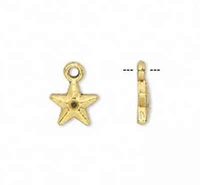 Star Charms Antiqued Gold 8mm Drops Jewelry Steampunk Findings Lot Of 20 • $14.95