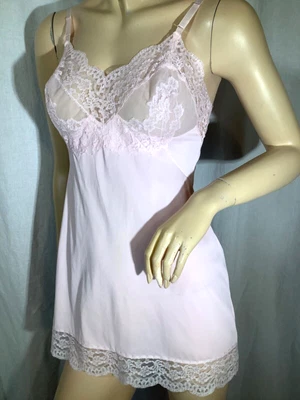 $19.99 • Buy Vintage 60s Pink Chemise Full Slip Sexy Sissy Lingerie Burlesque Babydoll Dress