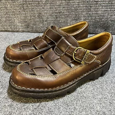Born Mens 10/42 Brown Leather Fisherman Sandal Buckle Strap Comfort Shoes • $31.49
