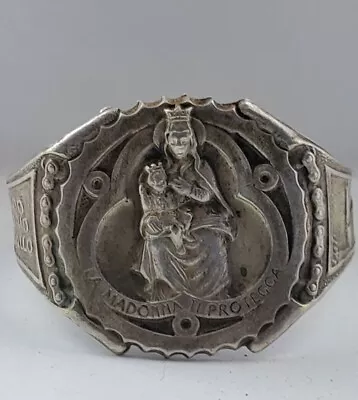 Rare Vtg. Madonna Del Ghisallo Patroness Of Cyclists  Bike Medallion Cuff Metal • $75