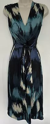 Ladies Jasper Conran Uk Size 8 Sleeveless Blue Summer Dress • £5
