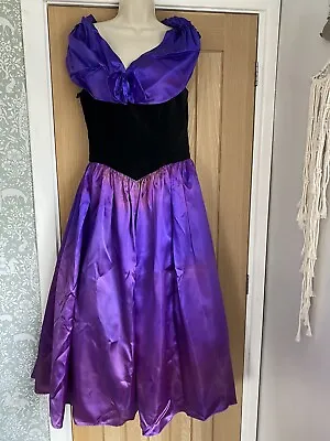 80s Vintage Purple Black Velvet Prom Dress Rework Theatre Project By Debut 12-14 • £9.99
