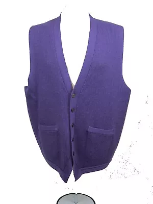 Robert Talbott Mens Cardigan Sweater Vest M Medium Large Purple Merino Wool NEW • $59.98