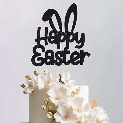 Easter Glitter Cake Topper Happy Easter Day Party Bunny Rabbit Ear Design Decor • £2.95