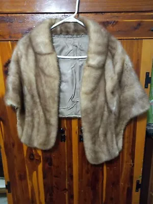 Vintage 50s Genuine Mink Fur Cape Lined • $19