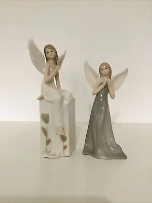 Pair Of Winged Fairy Ceramic Ornaments 8.5 & 7.5’’ • £9.99