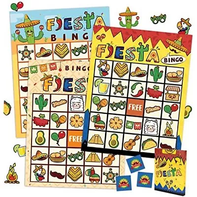  Mexican Bingo Party Games - 24 Players Birthday Party Games For Kids Fiesta • $15.32