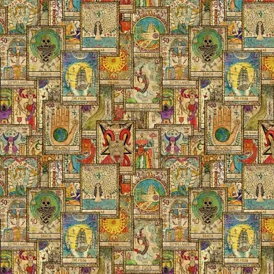 £1.50 • Buy 100% Cotton Digital Fabric Tarot Cards Reading Halloween 140cm Wide