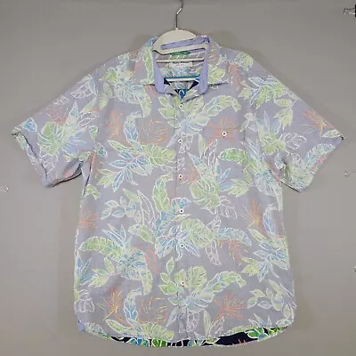 Tommy Bahama Shirt Mens Large Nova Wave Blue Reverse Print Vacation Hawaiian • $29.99