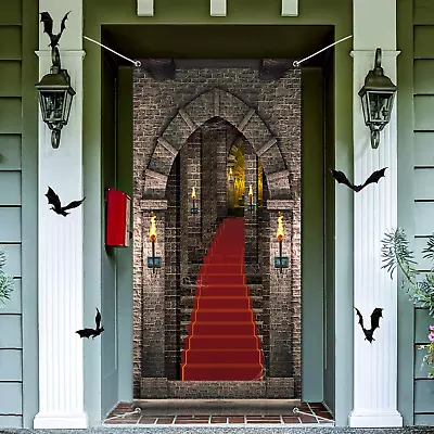 3D Castle Entrance Door Banner Castle Entrance Door Cover Large Fabric Medieval  • $8.99