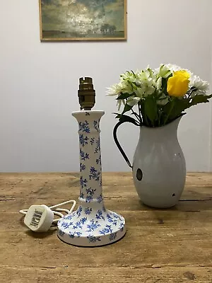 Vintage Laura Ashley White & Blue Floral Ceramic Candlestick Table Lamp Base • £35