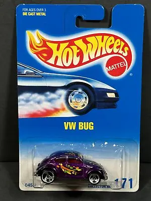 HOT WHEELS 1991 VW Bug - Bcard Purple Main Line #171 • $4