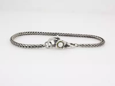 Trollbead Sterling Silver Foxtail Wheat Charm 8  Bracelet W/ Flower Pearl Lock • $134.99