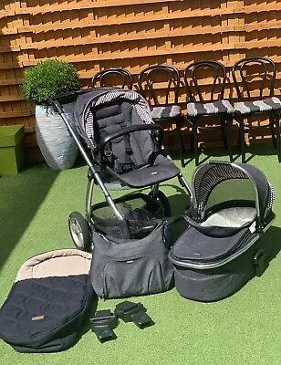 Mamas & Papas Sola2 Mtx Denim Pushchair & Pram Stroller Adaptors Footmuff Bag • £115