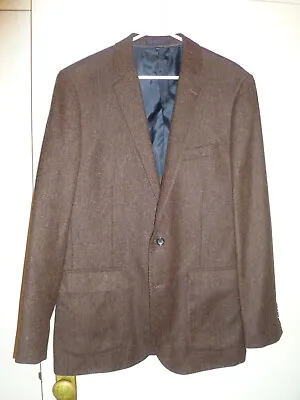 J. Crew  Ludlow X Moon Brown Herringbone Tweed Wool Blend Blazer Size 42 L • $124.99