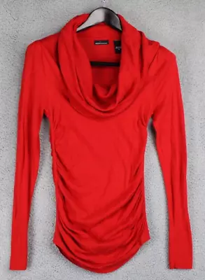 Moda International Sweater Top Blouse Women's Size M Red Long Sleeve Cowl Neck • $12.59