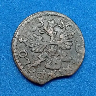 Poland Lithuania Solidus Szelag 1665 Copper Coin.  №203 • $17