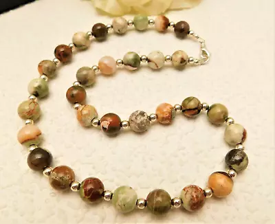 Vintage Polished Gemstone Silver Tone 18  Necklace • $12