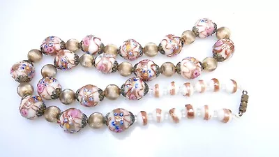 Gorgeous Vintage Murano Wedding Cake Venetian Glass Bead Necklace • $59.99