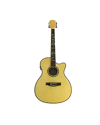 Caraya All Flame Maple Built Acoustic Guitar -Natural- SDG837CEQN • $370