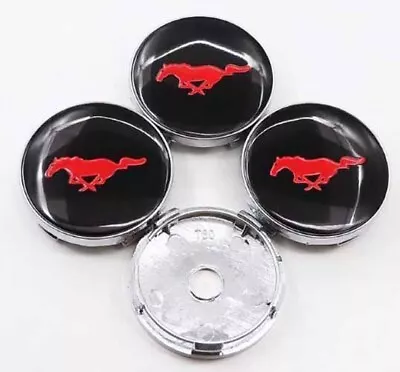 4pcs 60 Mm For Mustang Black Red Badge Alloy Wheel Center Caps Hub Caps Rim Caps • $11.30
