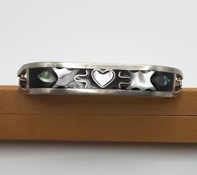Vintage Abalone And Enameled Mexican Silver Bracelet • $9.99