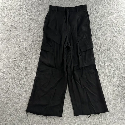 $24.49 • Buy Zara Womens Pants Black Size Medium Cargo High Rise Wide Leg Released Hem