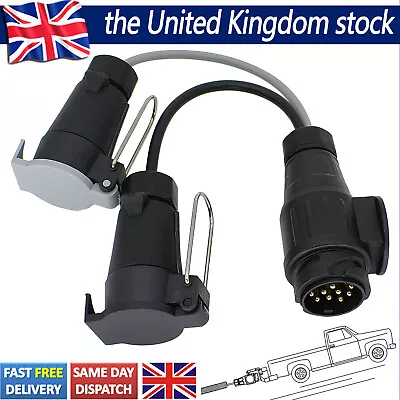 13 Pin To 7 Pin Adaptor Trailer Extension Lead Caravan Towing Socket Plug UKSELL • £12.38