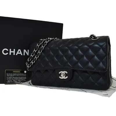 CHANEL CC Matelasse 25 Double Flap Chain Shoulder Bag Caviar Leather BK 557RH153 • $11847.09