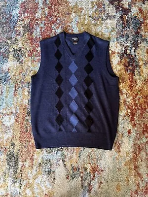 Mens Blue Argyle DOCKERS Knit Sweater Vest Medium • $10