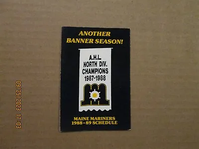 AHL Maine Mariners Vintage Defunct 1988-89 Team Logo Hockey Pocket Schedule • $15