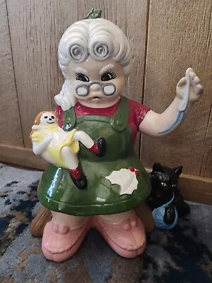 Vintage Ceramic Mrs Claus With Doll & Cat Christmas Glenview Mold  • $32.99