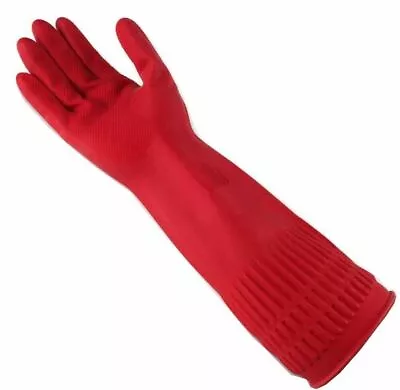  Washing Up Dish Latex Rubber Kitchen Cleaning Long Sleeve Gloves  • £6.50